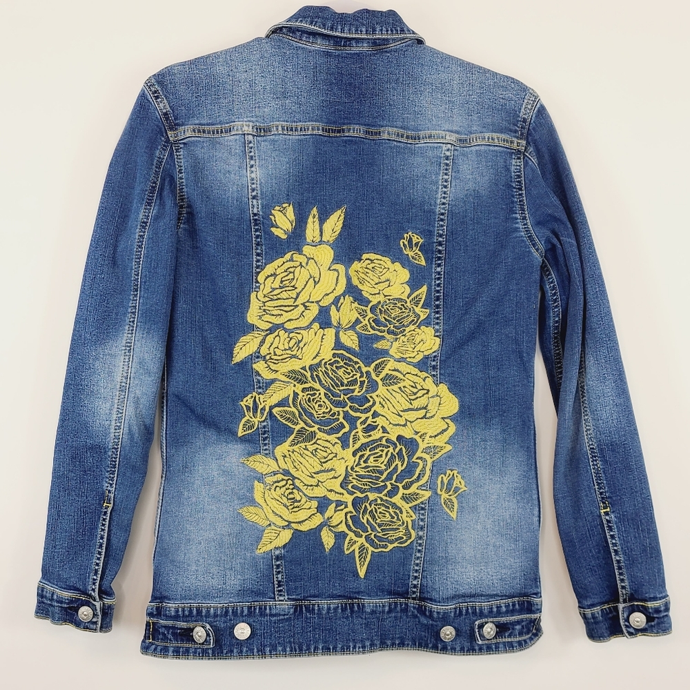 Lularoe Jaxon Floral Denim Jacket Size Small